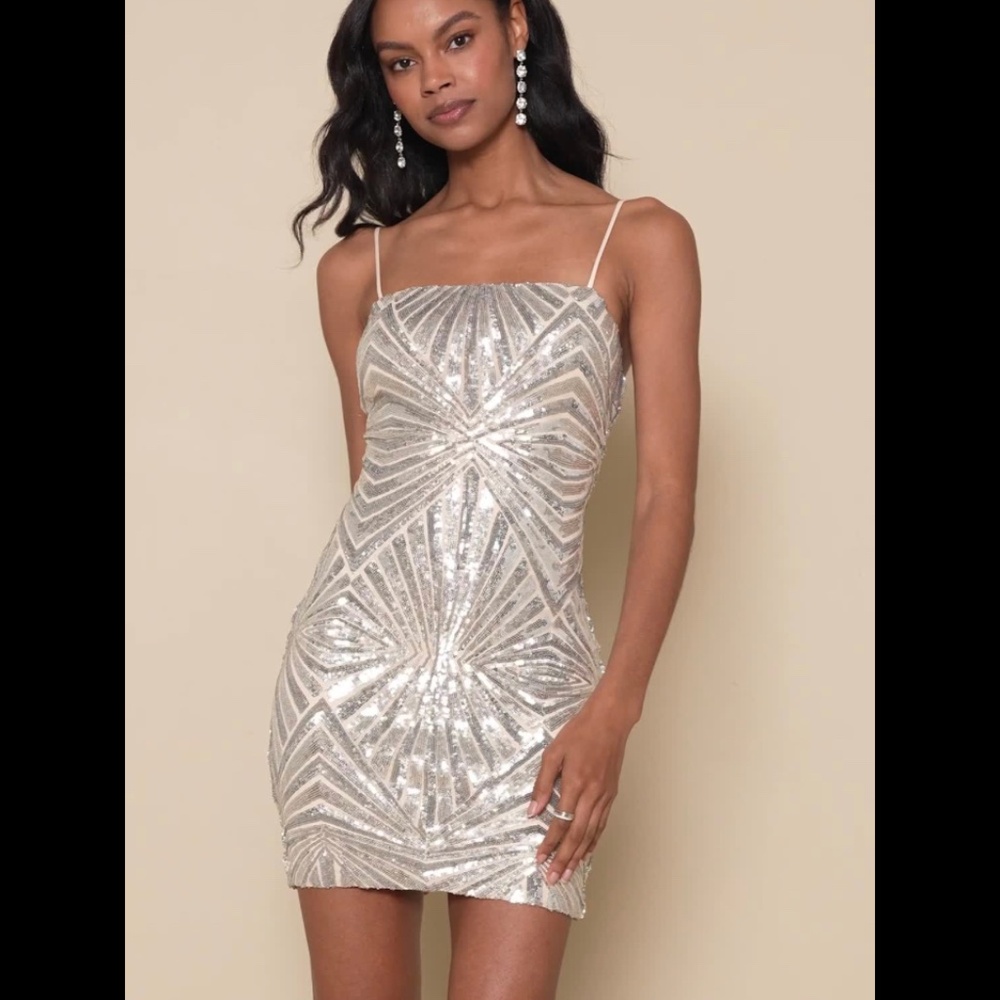 Silver Lulus sequin mini dress
